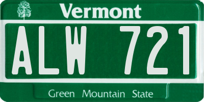 VT license plate ALW721