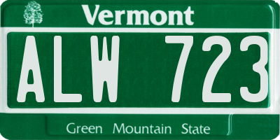 VT license plate ALW723
