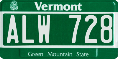 VT license plate ALW728
