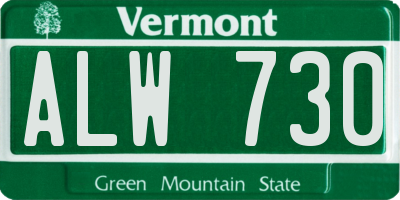 VT license plate ALW730