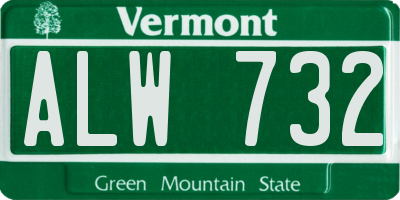 VT license plate ALW732