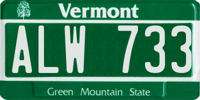 VT license plate ALW733