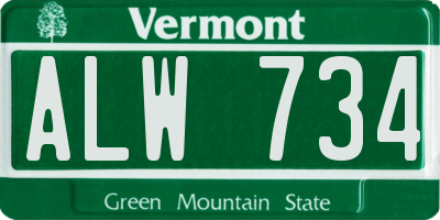 VT license plate ALW734