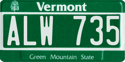 VT license plate ALW735