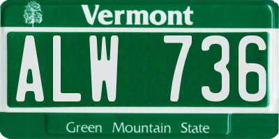 VT license plate ALW736