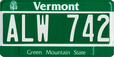 VT license plate ALW742