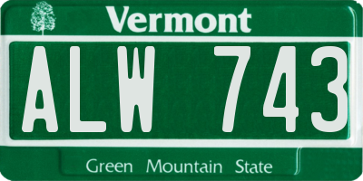 VT license plate ALW743