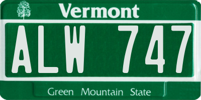 VT license plate ALW747