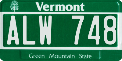VT license plate ALW748