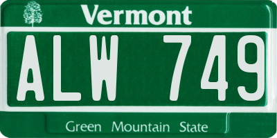 VT license plate ALW749