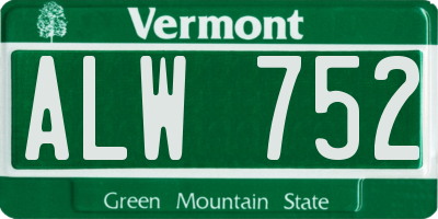 VT license plate ALW752