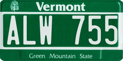 VT license plate ALW755