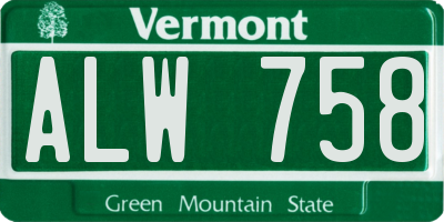 VT license plate ALW758