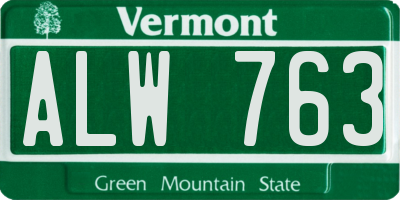 VT license plate ALW763