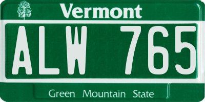 VT license plate ALW765
