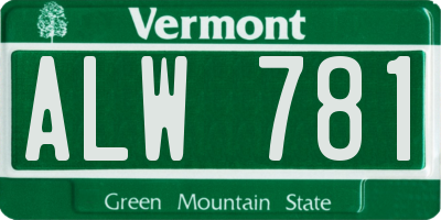 VT license plate ALW781