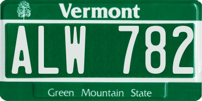 VT license plate ALW782