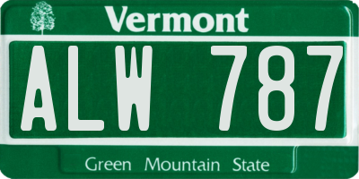 VT license plate ALW787