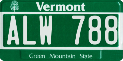 VT license plate ALW788
