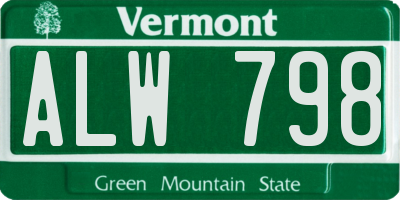 VT license plate ALW798
