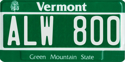 VT license plate ALW800