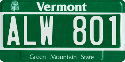 VT license plate ALW801