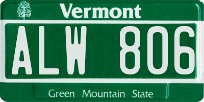 VT license plate ALW806