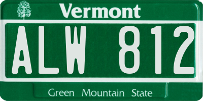 VT license plate ALW812