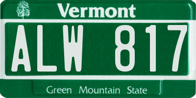 VT license plate ALW817