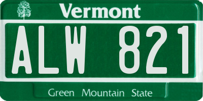 VT license plate ALW821