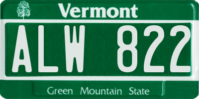 VT license plate ALW822