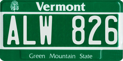 VT license plate ALW826