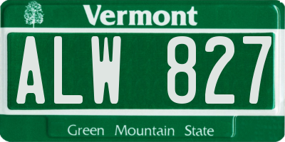 VT license plate ALW827