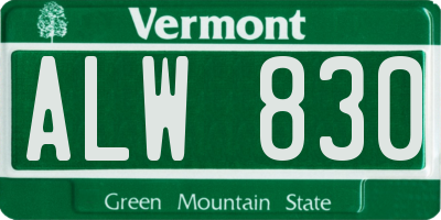VT license plate ALW830