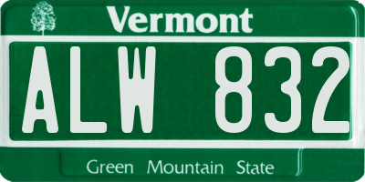 VT license plate ALW832