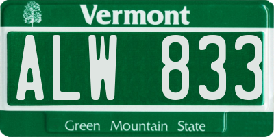 VT license plate ALW833
