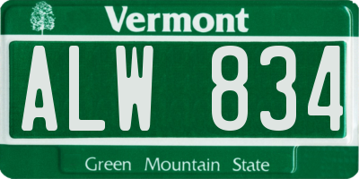 VT license plate ALW834