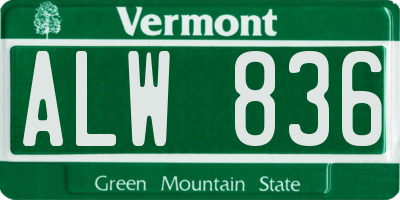 VT license plate ALW836