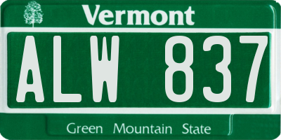 VT license plate ALW837