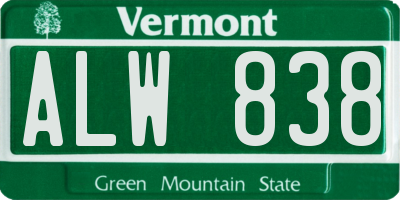 VT license plate ALW838