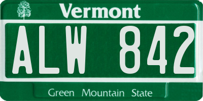 VT license plate ALW842