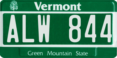 VT license plate ALW844