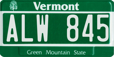 VT license plate ALW845