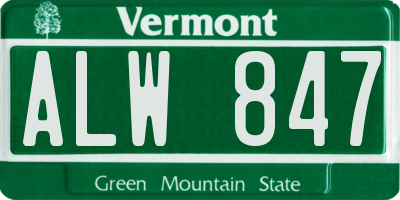 VT license plate ALW847