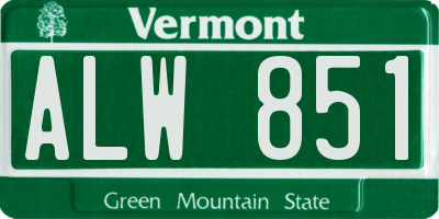 VT license plate ALW851