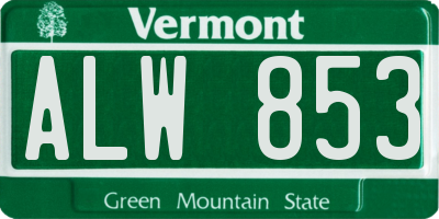 VT license plate ALW853