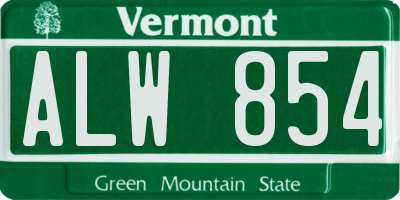 VT license plate ALW854