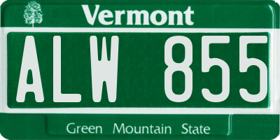 VT license plate ALW855