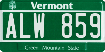 VT license plate ALW859