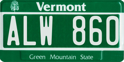 VT license plate ALW860